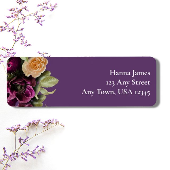 Dark Lavender Floral Fall Wedding Return Address  (Creator Uploaded)