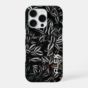 Dark Leaf with White Edges iPhone 16 Pro Case