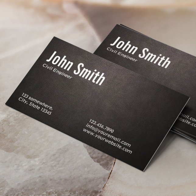 Dark Leather Civil Engineer Business Card (Creator Uploaded)