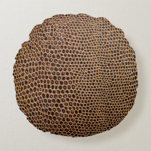 Dark Leather: Elegant Simple Background Round Cushion