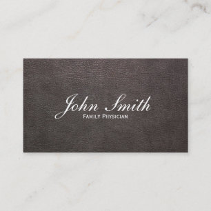 Dark Leather Family Physician Business Card