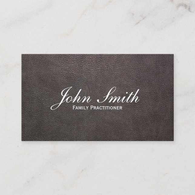 Dark Leather Family Practitioner Business Card (Front)