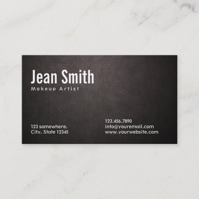 Dark Leather Make-up Artist Business Card (Front)