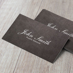 Dark Leather Plastic Surgeon Business Card