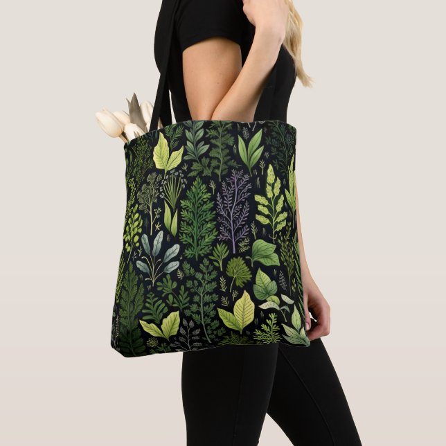 Dark Leaves Tote Bag (Close Up)