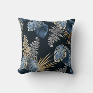 dark leaves tropic plants throw pillow