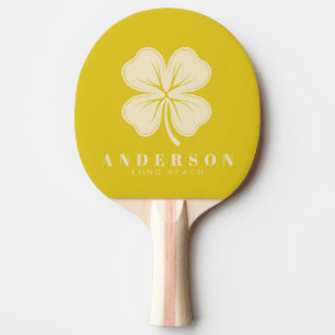 Dark Lemon Four Leaf Clover with Name Ping Pong Paddle