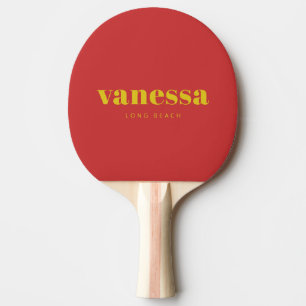 Dark Lemon & Red Revers Minimal Modern ClassicName Ping Pong Paddle
