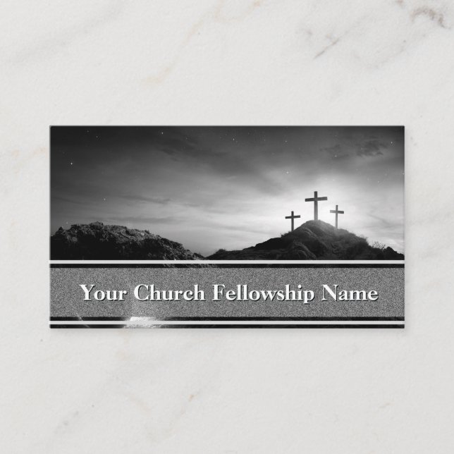 Dark Light Empty Tomb Three Crosses Pastor Business Card (Front)