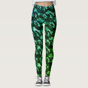 Dark & Light Green Mermaid Scales Leggings