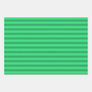 Dark & Light Green Stripes Modern Christmas Wrapping Paper Sheet