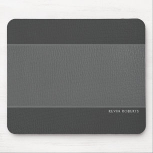 Dark & Light-Grey Faux Leather Mouse Pad
