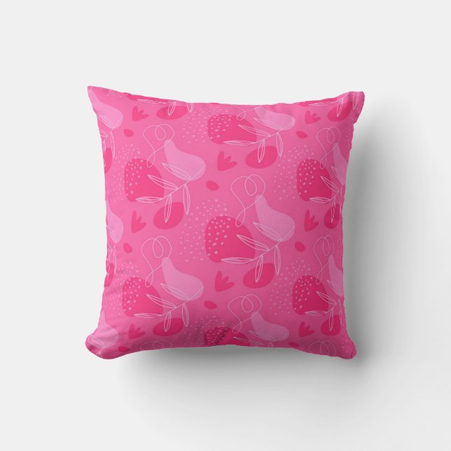 Dark & light pink print  cushion (Front)