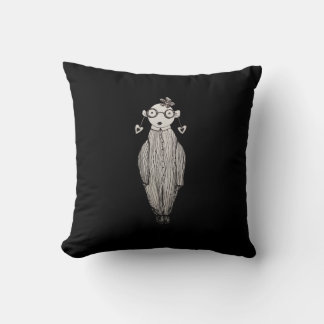 Dark lipstick and wearing glasses cushion