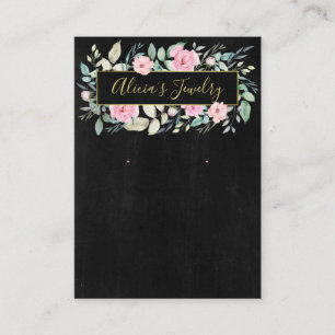 Dark Lush Flowers Necklace & Earring Display Business Card