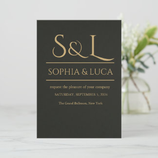 Dark Luxe Monogram Wedding Invitation