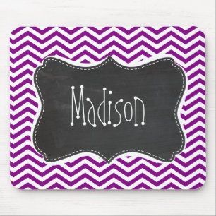 Dark Magenta Chevron; Retro Chalkboard Mouse Pad