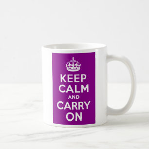 Dark Magenta Keep Calm and Carry On Coffee Mug