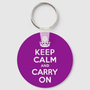 Dark Magenta Keep Calm and Carry On Key Ring