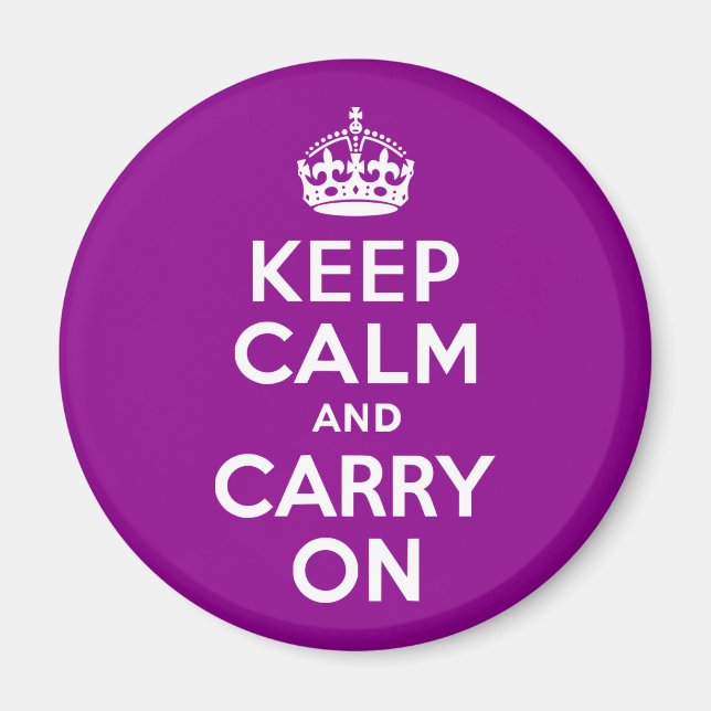 Dark Magenta Keep Calm and Carry On Magnet (Front)