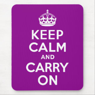 Dark Magenta Keep Calm and Carry On Mouse Pad