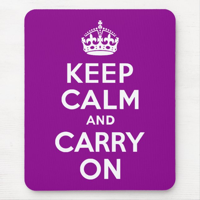 Dark Magenta Keep Calm and Carry On Mouse Pad (Front)