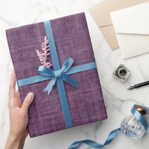 Dark Magenta Purple Linen Wrapping Paper