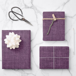 Dark Magenta Purple Linen Wrapping Paper Sheet