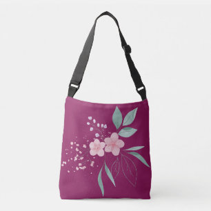 Dark Magenta with Pink flower Crossbody Bag