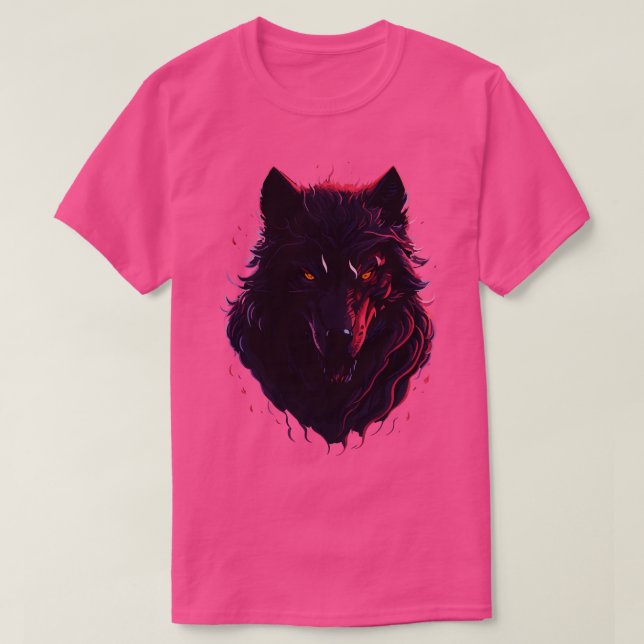 Dark Magic Fantasy Intricate Wolf Face T Design in T-Shirt (Design Front)