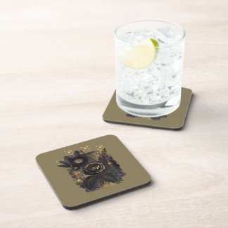 Dark Magical Floral Bouquet in Golden Frame Coaster