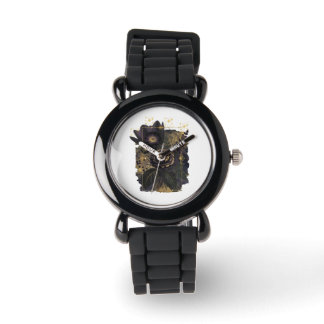 Dark Magical Floral Bouquet in Golden Frame Watch