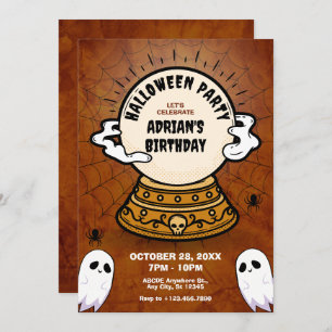 Dark magical fortune ball halloween birthday  invitation