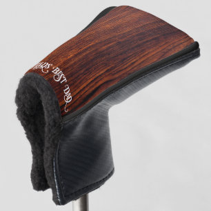 Dark Mahogany wood grain worlds best dad Golf Head Cover
