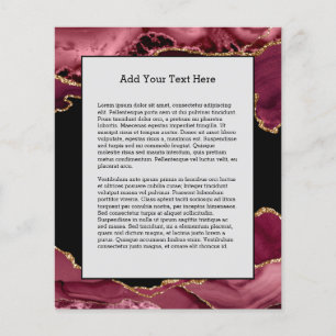 Dark Marble Agate Wine Red Golden Glitter Accents Flyer