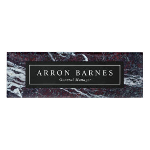 Dark Marble Employee Staff Male Name Tag