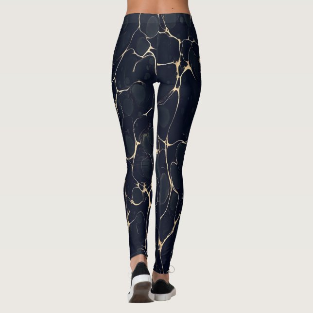 Dark Marble Pattern Abstract Alcohol Ink Style 1 Leggings (Back)