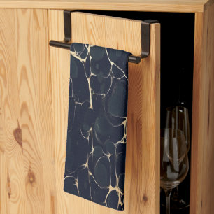 Dark Marble Pattern Abstract Alcohol Ink Style 1 Tea Towel