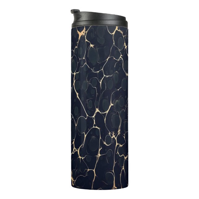 Dark Marble Pattern Abstract Alcohol Ink Style 1 Thermal Tumbler (Rotated Right)