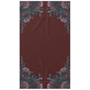 Dark Maroon Autumn Floral Wedding Tablecloth