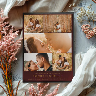 Dark Maroon Gold Clean Photo Collage Informal