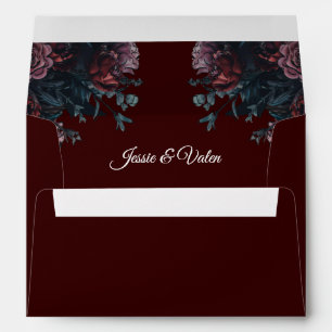 Dark Maroon Mauve Gothic Elegant Wedding Envelope