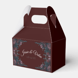 Dark Maroon Mauve Gothic Elegant Wedding Favour Box