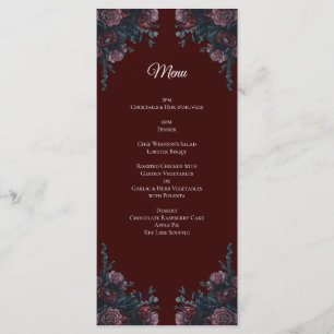 Dark Maroon Mauve Gothic Elegant Wedding Menu