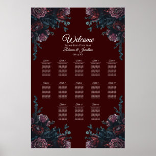 Dark Maroon Mauve Gothic Elegant Wedding Poster