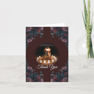 Dark Maroon Mauve Gothic Elegant Wedding Thank You Card