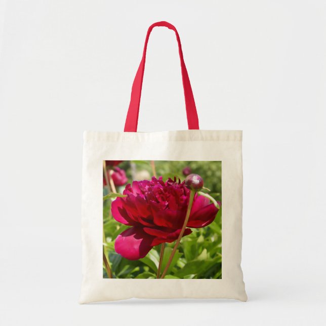 Dark Maroon velvet peonies Tote Bag (Front)