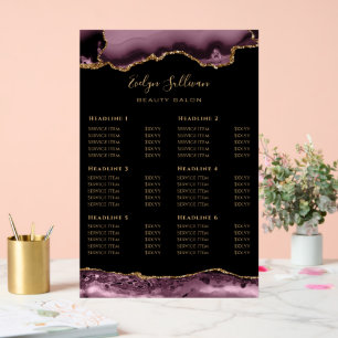 Dark Mauve Agate Price List Acrylic Sign