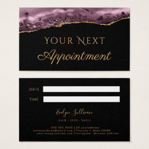 Dark mauve and gold agate appointment card
