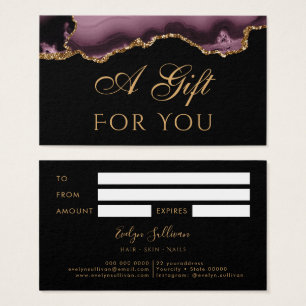 Dark mauve and gold agate gift card